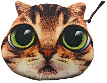 Lagiwa® Porte-Monnaie Forme tête Animal Fruit à Fermeture éclair modèle au Choix (Chat D)
