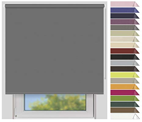 EFIXS Verdunklungsrollo Medium - 25 mm Welle - Breiten: 40-240 cm - Höhen bis 240 cm - Hier: 160 cm x 190 cm (Stoffbreite x Höhe) - stahlgrau (7903) - lichtundurchlässig - Blickdicht