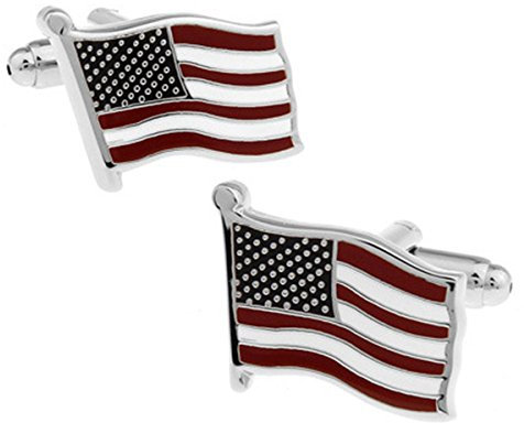 HOMEYU® Offizielle amerikanische Flagge USA Amerika Manschettenknöpfe für Männer Business Hochzeit 1 Paar