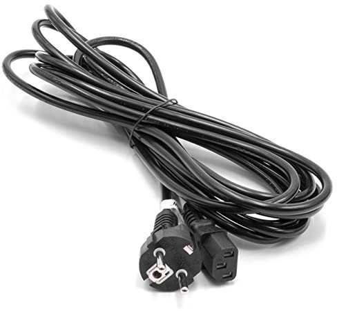 vhbw Netzkabel Kabel für Kaltgeräte Stromkabel Schutzkontaktstecker C13 Buchse 5m für PC Monitor Computer Drucker usw.