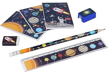 Henbrandt Kinder Weltraum Schreibwaren Geschenkset 5-teilig Schule Klassenzimmer Beutetüte Füller Partygeschenk