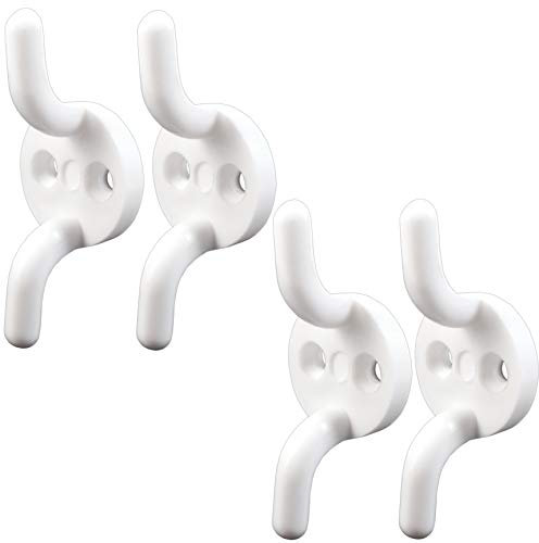4X White Cleat Hooks 2 Mini Plastic Rust Proof Curtain Blind String Cord Tie Back