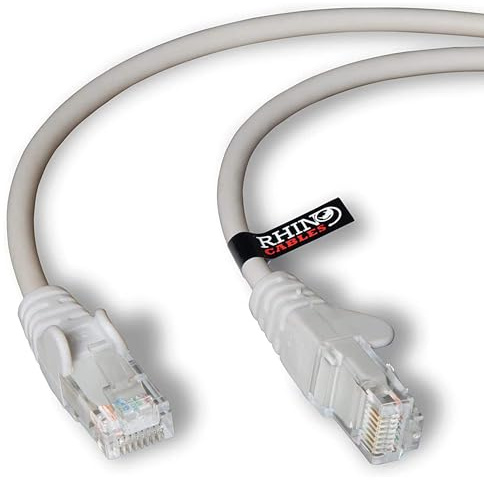rhinocables CAT 6 High-Speed Gigabit Ethernet Cable - Patch Network Lead for LAN| Snagless UTP With LSZH Jacket | RJ45 Connector - Internet, Router, Modem, Smart TV, PC & More (6m, Grey, Pack of 1)