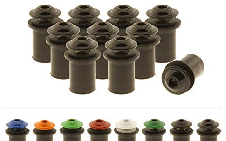 Screws4Bikes | 10x Verkleidungsschrauben M4x16 mit Gummimuttern für Motorrad | schwarz | Edelstahlschrauben | für Windschild, Scheibe und Verkleidung