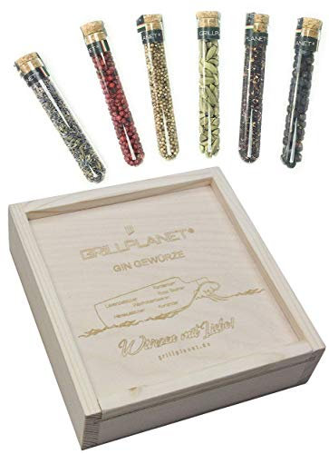 Gin Botanicals Set Gin-Tonic Gewürze in Holzkiste Geschenk Geschenkset
