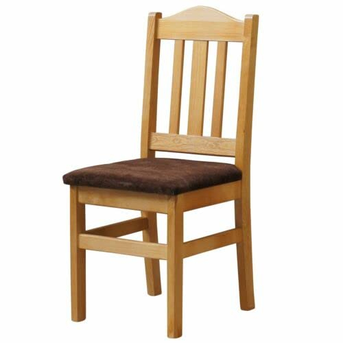 k koma Massivholz Stuhl aus Kiefer in Farbe Erle – Polsterstuhl mit Bezug Braun – Esszimmerstuhl, NEU