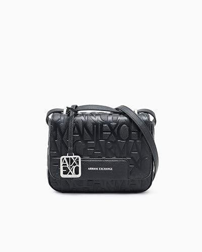 Armani Exchange A|X Women's Liz, Essential, all-over embossed logo Crossbody Black