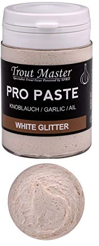 Spro Trout Master Pro Paste - UV-aktive, Schwimmende Forellenpaste für Maximalen Fangerfolg, Trout Fishing Bait UV - Forellenköder für Großforellen, Trout Bait (White/Garlic)
