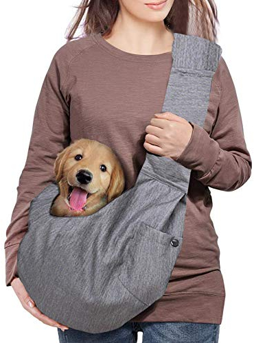 Havenfly Trasportino per Cani e Gatti,Borsa a Tracolla per Animali Domestici Borsa a Tracolla Regolabile Imbottita con Tasca Frontale per Cani per Tote Metro all'aperto (Gray)