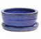 Bonsai - Schale oval, 16 x 11,5 x 6,5 cm, Blau, mit Untersetzer 23984