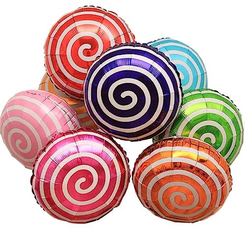 DIWULI Candy Luftballons 10 Stück, Buntes Ballon-Set Deko, Folien-Ballons Lollipop süß, Geburtstagsballons Süßigkeiten, Folienluftballon, Kinder-Geburtstag Junge Mädchen, Motto-Party, Dekoration