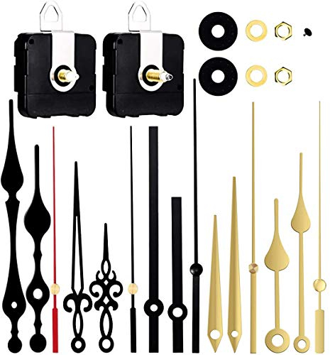Esteopt Clock Mechanism Kit Battery Powered, Quartz Clock Movement Replacement, Long and Short Shaft Wall Clock Mechanism Parts Motor Replacement DIY Repair Parts (Gold Black)