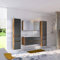 Lomadox Badezimmer Set inkl. Doppelwaschbecken in Wotaneiche Nb. mit matt grau, B/H/T: ca. 240/200/47 cm