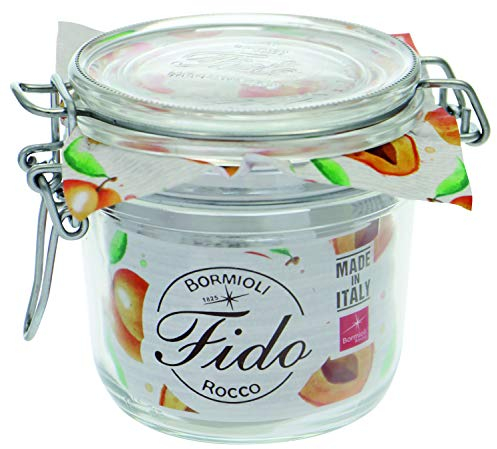 Weck Bormioli Rocco Fido 58298 - Juego de 6 tarros con cierre de alambre (350 ml, incluye gomas, para conservas, postres, mermeladas)