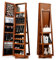 GOPLUS 3 in 1 Schmuckschrank mit Spiegel, Spiegelschrank stehend, 360°drehbar, abschließbar, Standspiegel Schmuck Organizer mit großem Stauraum & Ablagefächern für Schlafzimmer (Rotbraun)
