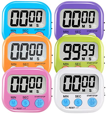 6 Pack Multi-Function Electronic Timer - Magnetic Digital Timers Big LCD Display The Loud/Silent Switch Countdown Timer Extensively Use in Break Time, Cooking,Gym, Meeting, Classroom