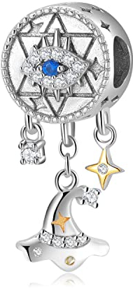 Magic Charms Evil Eye Hamsa Hand Charms Plata de Ley 925 Evil Eye Fátima Bead Colgante Charm para mujer European Snake Dangle Dazzling Charms Bracelet, O-Evil Eye Dream Catcher