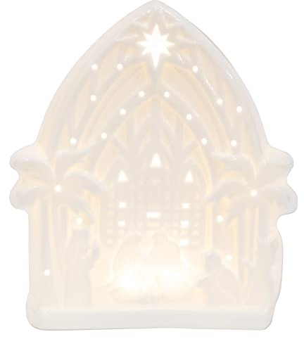 Kurt S. Adler Batteriebetriebene Porzellan Krippe, Weiß, 6-Inches