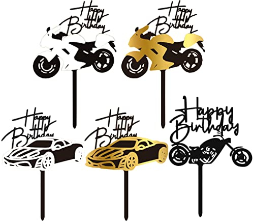 Borsgye 10 Stück Motorrad Kuchenaufsätze Acryl Tortenstecker Cupcake Deko Tortendeko Tortenaufsatz Motorradform Torten Auto Kuchen Aufsatz Topper für Geburtstagskuchen des Männer Party