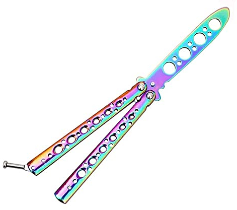 MAKIE Ungeschärfte Klinge Übungs Trainings Butterfly Knife Trainer, Rainbow Butterfly Messer, Safety Blunt Butterfly Knife für Balisong Trainingsmesser AnfäNger-Der Flipping-Tricks üBt