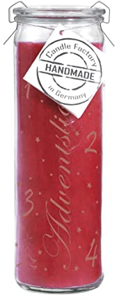 Candle Factory bedruckte Big Jumbo Kerze - Adventslicht aus pflanzlichem Stearin im hitzebeständigen Glas der Marke Weck®, ca. 100h Brennzeit, Duft: duftneutral