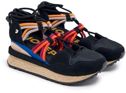 Sneakers Noires Type Espadrille à Semelle compensée pour Femme Tulare