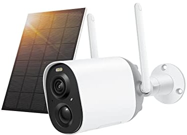 Netvue Camara Vigilancia WiFi Exterior Solar con Batería Recargable, FHD Cámara de Seguridad con Detección Humana PIR, Visión Nocturna Color, Audio Bidireccional, Cámara sin Cables con Sirena