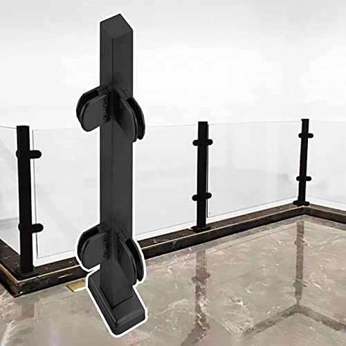 Zaunsäulen Glasgeländer Schwarzer 304 Edelstahl-Glasbalustrade-Geländerpfosten, Deckstreppen-Handlaufsystem für Glas-/Kunststoff-/Holzplatten, 60cm Bis 145cm Höhe ( Color : Corner post , Size : Height