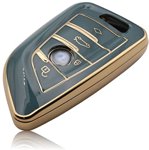 FOAMO Autoschlüssel Hülle kompatibel mit BMW 3-4-Tasten (nur Keyless-Go) - TPU Schutzhülle Cover Schlüssel-Hülle in Blau