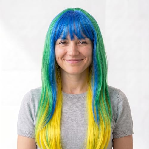 Sonia Originelli Kunsthaar Perücke Langhaar Lange Haare - Fanartikel Karneval Fasching EM WM Fan Farben