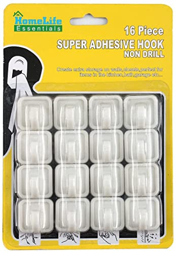MAKKAI 16pcs Small Self Adhesive Hooks, Adhesive Wall Hanger, Sticky Wall Hooks, White Self Adhesive Hooks for Kitchen, Bathroom, Towel, Robe, Coat