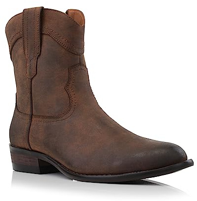 Ferro Aldo Austin Men's Classic Western Cowboy Boot | High-Top Ankle Boot with Convenient Side Zipper | MFA806086 | in Maple Brown, Size 10.5