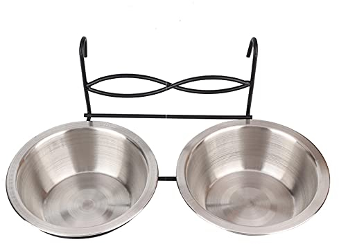 Petmaker Edelstahl-Hundenäpfe zum Aufhängen für Hundehütten, 28 x 14 x 6 cm, doppelt hängender Futter- und Wassernapf aus Edelstahl mit Haken für Katzen, Hunde, Welpen, Käfige