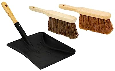 PNJB, Dustpan Ash Shovel Pan Special Set, Soft & Stiff Brush, Shovel and Brush Made of Natural Wood, Brush Cleaner Kit, Ergonomic Design, Clean Tools Supplies Accessory