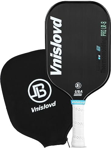 Vnislovd Paleta de Pickleball de Fibra de Carbono T700 termoformada, 16 mm aprobada por USAPA, Agarre de 4.13 Pulgadas, cojín de núcleo de Panal, Raqueta Alargada para Jugadores Profesionales de