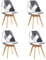 BenyLed - Juego de 4 sillas de comedor escandinavas de lino, de cocina, con patas de haya, color negro