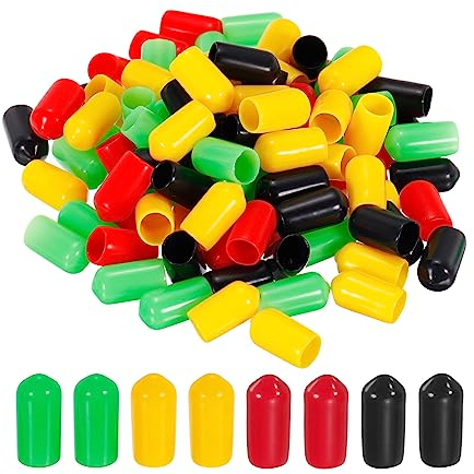 sourcing map 100 Stück Gummi Endkappen 8 mm PVC Vinyl Kunststoffkappe Schutzkappen Abdeckung für Schrauben Bolzen Gewinde Metallstäbe Elektrokabeln Drahtseile Bowdenzug Rund Rohr Zaunpfosten