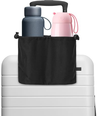 Adorila Luggage Travel Cup Holder, Universal Free Hand Drink Carrier, Drink Caddy Beverage Holder for Luggage (Black)