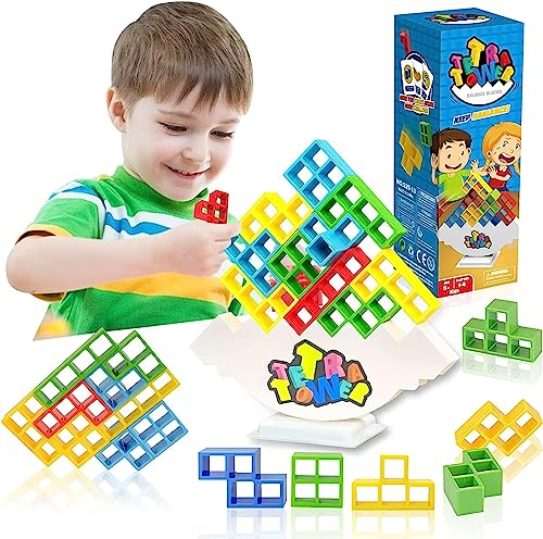 KUOL-KIDS 96 PCS Tetra Tower Balance Spielzeug Kleinkinder Spiel Baby Sensorisches Montessori Lernspielzeug Kinderspielzeug Geschenke Kinder Geburtstagsgeschenk für Jungen Mädchen ab 3 4 5 6 7 Jahre