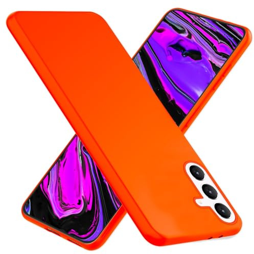 NALIA Neon Silikonhülle für Samsung Galaxy S24 Plus - Hülle, Orange | Stoßdämpfer in den Ecken, Erhöhter Kamerarand, Kaschiert Fingerabdrücke, Präziser Tastendruck, Griffsicherer Halt