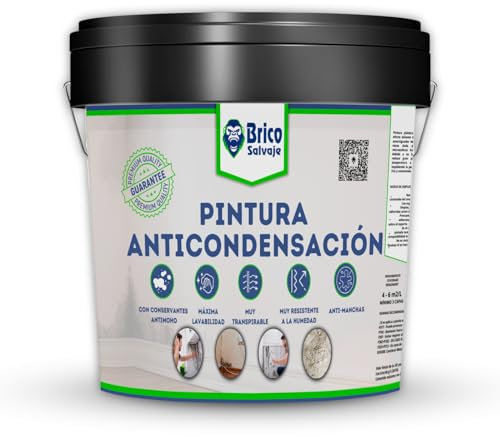 BRICOSALVAJE Pintura Anticondensación y Antihumedad para Interior-Exterior | Aislante Termico | Blanco Mate (14 Litros)