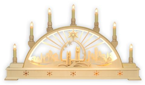 Volkskunstwerkstatt Unger Schwibbogen LED 64 cm Engel Echt Erzgebirge®