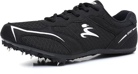 PENXZT Zapatillas de Clavos Atletismo para Hombre con 7 Clavos Antideslizantes Zapatillas Deportivas para Sprint Velocidad Sprint Running,Negro,42