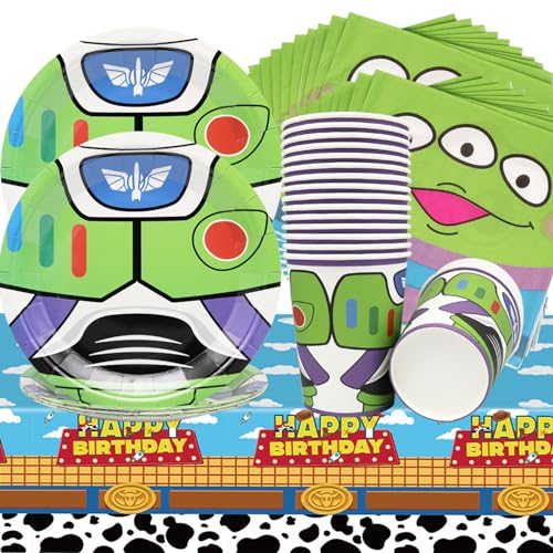 Doyomtoy Toy Decoración para Fiesta,61Piezas Vajilla Temática de Animación,Vajilla para fiestas de Cumpleaños,Manteles,Platos,Tazas,Servilletas,Decoración Cumpleaños para Niños - 20 invitados
