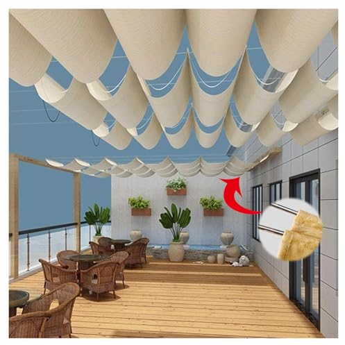 Erweiterbar Welle Sonnensegel,Wellensegel Schatten,Teleskop-Überdachung,Pergola Ersatzbezug Mit Montagesatz,Einziehbare Sonnensegel Sonnenschutz 95%，Für Balkon Terrasse (Size : W2.5*L12m/W8.20*L39.37