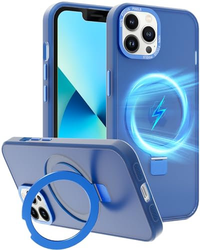 SOOFUN for iPhone 13 Pro Max Case with Stand, for iPhone 13 Pro Max Case Compatible with Magsafe, Magnetic Stand for iPhone 13 Pro Max Case Shockproof Magnetic Ring Holder Protective Cover (Blue)