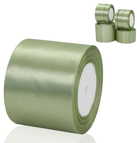 Ruban Satin Vert Sauge Gros 75mm23m Polyester Ruban SatinRuban Cadeau EmballageRuban Noel Ruban Tissu pour CoutureNœudsArtisanatBouquetDécoration de MariageVoituresAnniversaireGâteau