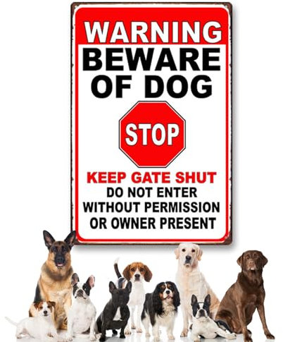 Bettinay 7 .8x 11.8 Inches Beware of the Dogs Sign Outdoor Gate, Beware of Dog Signs for Gates Weatherproof Lndoor Outdoor Use