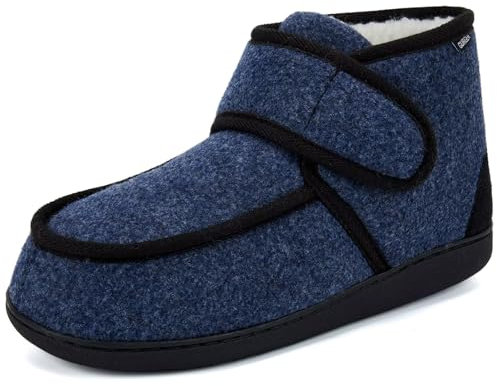 GURGER Pantofole Uomo Invernali Calde Stivaletto Pantofole da Casa Diabetici Scarpe da Casa Chiuse Ciabatte in Peluche con Suola Antiscivolo Blu 44 45