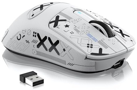 VGN GAMEPOWER x ATTACK SHARK X3MAX PAW3950 Mouse Gaming Wireless SUPERLIGHT, 42000DPI, 49g Ultraleggero eSport Mouse da Gioco, 2.4G/BT/Cablato, Interruttore Ottico, Durata Batteria 200Hrs, Bianco
